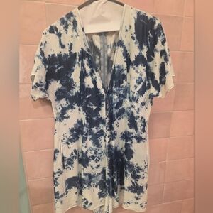 Z Supply Navy and White Tie-Dye Romper